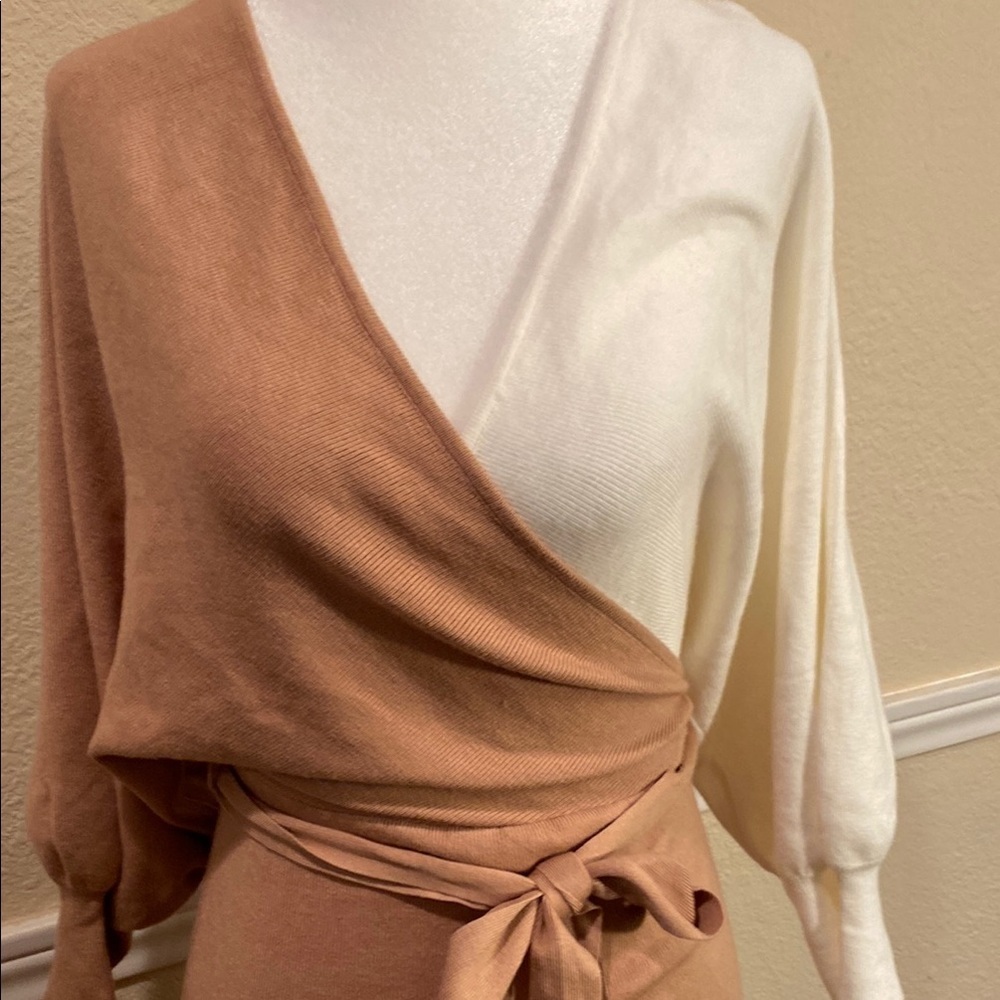 Petal & Pup Beige and Cream Long Sleeve Dress - Picture 3 of 5